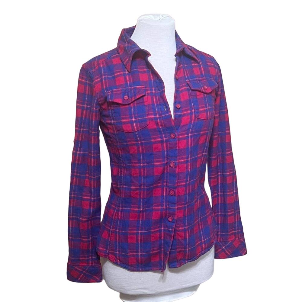 Alpine Design Pink and Purple Classic Flannel Button Down‎ Shirt Women's XS